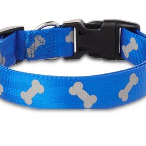 Vibrant Life Reflective Polyester Adjustable Dog Collar, Blue, Large